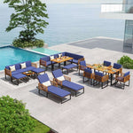  - 5 Piece Patio Acacia Wood Chair Set with Ottomans and Coffee Table - Outdoor Style Company