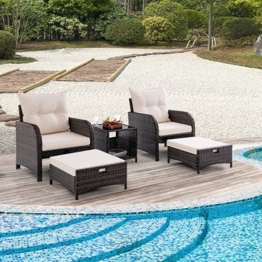  - 5 Piece Patio Conversation Set Outdoor Rattan Sofa Set with Coffee Table - Outdoor Style Company