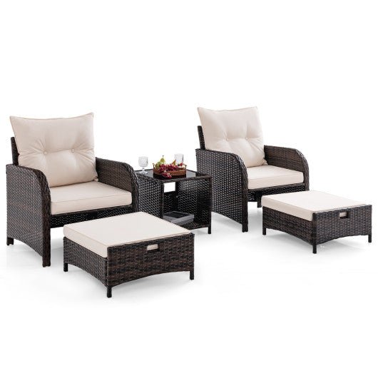  - 5 Piece Patio Conversation Set Outdoor Rattan Sofa Set with Coffee Table - Outdoor Style Company