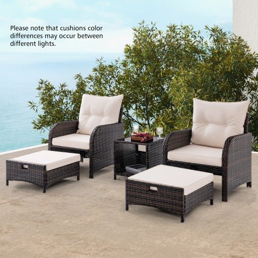  - 5 Piece Patio Conversation Set Outdoor Rattan Sofa Set with Coffee Table - Outdoor Style Company