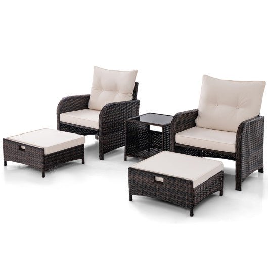  - 5 Piece Patio Conversation Set Outdoor Rattan Sofa Set with Coffee Table - Outdoor Style Company