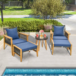  - 5 Piece Patio Furniture Set with Coffee Table and 2 Ottomans - Outdoor Style Company