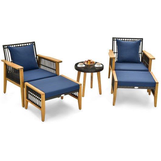  - 5 Piece Patio Furniture Set with Coffee Table and 2 Ottomans - Outdoor Style Company