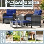  - 5 Piece Patio Rattan Furniture with 2 Ottomans and Tempered Glass Coffee Table - Outdoor Style Company