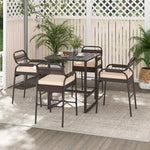  - 5 Piece Rattan Counter Set with 4 Stools and Polywood Bar Table - Outdoor Style Company