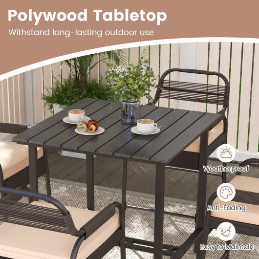  - 5 Piece Rattan Counter Set with 4 Stools and Polywood Bar Table - Outdoor Style Company