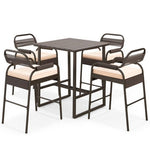  - 5 Piece Rattan Counter Set with 4 Stools and Polywood Bar Table - Outdoor Style Company