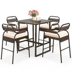  - 5 Piece Rattan Counter Set with 4 Stools and Polywood Bar Table - Outdoor Style Company