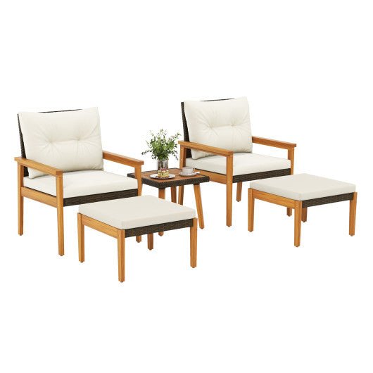  - 5 Piece Rattan Furniture Set with Square Coffee Table - Outdoor Style Company