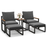  - 5 Pieces Aluminum Frame Weatherproof Outdoor Conversation Set with Soft Cushions - Outdoor Style Company