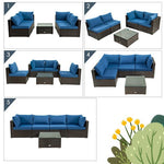  - 5 Pieces Cushioned Patio Rattan Furniture Set with Glass Table - Outdoor Style Company