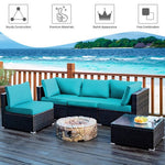  - 5 Pieces Cushioned Patio Rattan Furniture Set with Glass Table - Outdoor Style Company