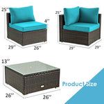  - 5 Pieces Cushioned Patio Rattan Furniture Set with Glass Table - Outdoor Style Company