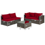  - 5 Pieces Cushioned Patio Rattan Furniture Set with Glass Table - Outdoor Style Company