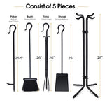  - 5 Pieces Fireplace Iron Standing Tools Set - Outdoor Style Company