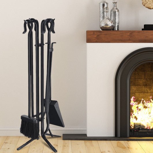  - 5 Pieces Fireplace Iron Standing Tools Set - Outdoor Style Company