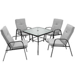  - 5 Pieces Outdoor Dining Set with 4 Stackable Chair and High - Back Cushions - Outdoor Style Company