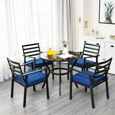  - 5 Pieces Outdoor Patio Dining Chair Table Set with Cushions - Outdoor Style Company