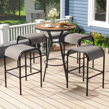  - 5 Pieces Outdoor Round Bar Table Set with 1.6 Inches Umbrella Hole - Outdoor Style Company