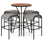  - 5 Pieces Outdoor Round Bar Table Set with 1.6 Inches Umbrella Hole - Outdoor Style Company