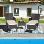  - 5 Pieces Outdoor Wicker Sofa Set with Coffee Table and 2 Ottomans - Outdoor Style Company