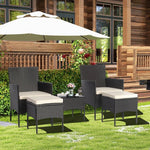  - 5 Pieces Outdoor Wicker Sofa Set with Coffee Table and 2 Ottomans - Outdoor Style Company