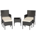  - 5 Pieces Outdoor Wicker Sofa Set with Coffee Table and 2 Ottomans - Outdoor Style Company