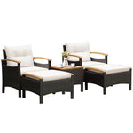  - 5 Pieces Patio Conversation Set with Cushions Coffee Table and 2 Ottomans - Outdoor Style Company