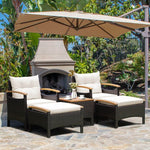  - 5 Pieces Patio Conversation Set with Cushions Coffee Table and 2 Ottomans - Outdoor Style Company