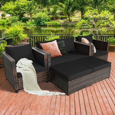  - 5 Pieces Patio Cushioned Rattan Furniture Set - Outdoor Style Company