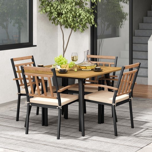  - 5 Pieces Patio Dining Set with Cushions and 1.9 inches Umbrella Hole - Outdoor Style Company