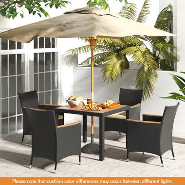  - 5 Pieces Patio Dining Table Set for 4 with Umbrella Hole - Outdoor Style Company