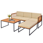  - 5 Pieces Patio Furniture Set Acacia Wood Sectional Set with Heavy - Duty Metal Frame - Outdoor Style Company