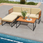  - 5 Pieces Patio Furniture Set Acacia Wood Sectional Set with Heavy - Duty Metal Frame - Outdoor Style Company