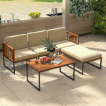  - 5 Pieces Patio Furniture Set Acacia Wood Sectional Set with Heavy - Duty Metal Frame - Outdoor Style Company