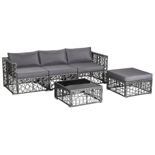  - 5 Pieces Patio PE Rattan Wicker Sofa Furniture Set - Outdoor Style Company