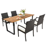  - 5 Pieces Patio Rattan Dining Set with Umbrella Hole and Seat Cushions - Outdoor Style Company