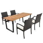  - 5 Pieces Patio Rattan Dining Set with Umbrella Hole and Seat Cushions - Outdoor Style Company