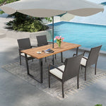  - 5 Pieces Patio Rattan Dining Set with Umbrella Hole and Seat Cushions - Outdoor Style Company