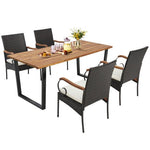  - 5 Pieces Patio Rattan Dining Set with Umbrella Hole for Poolside Backyard - Outdoor Style Company