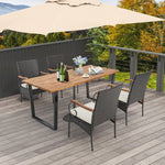  - 5 Pieces Patio Rattan Dining Set with Umbrella Hole for Poolside Backyard - Outdoor Style Company