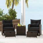  - 5 Pieces Patio Rattan Furniture with 2 Ottomans and Tempered Glass Coffee Table - Outdoor Style Company