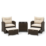  - 5 Pieces Patio Rattan Furniture with 2 Ottomans and Tempered Glass Coffee Table - Outdoor Style Company