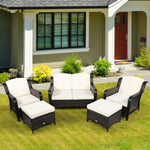  - 5 Pieces Patio Rattan Sofa Set with Cushion and Ottoman - Outdoor Style Company