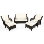  - 5 Pieces Patio Rattan Sofa Set with Cushion and Ottoman - Outdoor Style Company