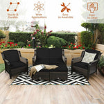  - 5 Pieces Patio Rattan Sofa Set with Cushion and Ottoman - Outdoor Style Company