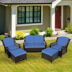  - 5 Pieces Patio Rattan Sofa Set with Cushion and Ottoman - Outdoor Style Company