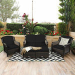  - 5 Pieces Patio Rattan Sofa Set with Cushion and Ottoman - Outdoor Style Company