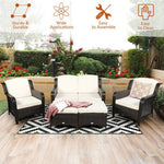  - 5 Pieces Patio Rattan Sofa Set with Cushion and Ottoman - Outdoor Style Company