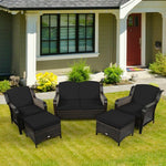  - 5 Pieces Patio Rattan Sofa Set with Cushion and Ottoman - Outdoor Style Company